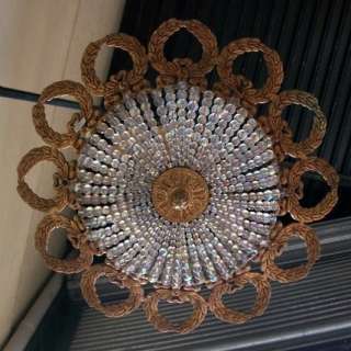 Great old French bronze & glass ceiling light # 06964  