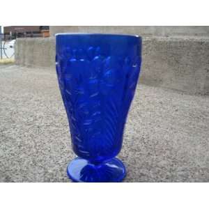  Dogwood Southern Style Footed Iced Tea Glasses in Cobalt 