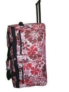 Rolling Wheeled Floral Duffel Bag Luggage red pink 30  