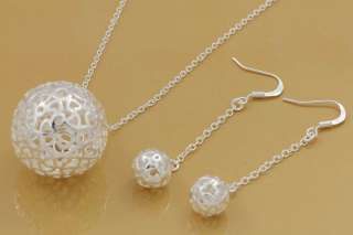 lovely silver necklace & beads earring Set Womens Fashion Jewelry 