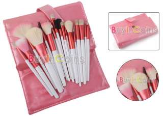 18 PCS Makeup Mineral Eyeshadow Pink Brushes Set Case  