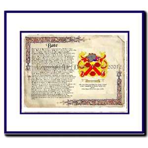  Bate Coat of Arms/ Family History Wood Framed