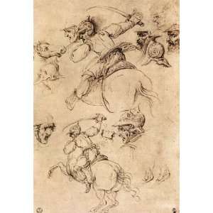   Leonardo da Vinci Study of battles on horseback