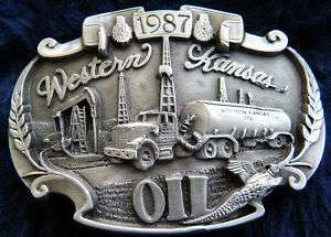 Western Kansas Oil Truck Derrick Pump Belt Buckle  