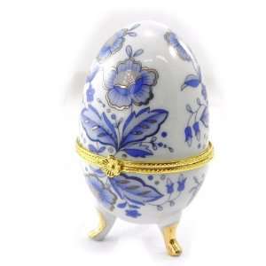  Porcelain egg Romantisme blue white.: Jewelry