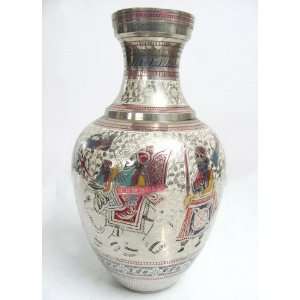  Handmade Enameld Brass Vase Home Decor India New 10.9 