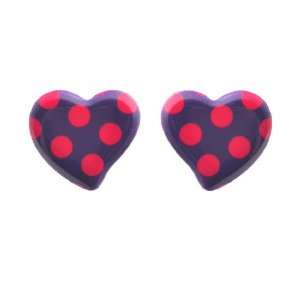    [Aznavour] Lovely & Cute Roly Poly Heart Earring / Navy.: Jewelry