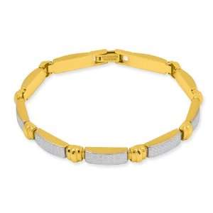  14k Gold Two tone Diamond cut Bar Bracelet Jewelry