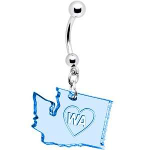 Light Blue State of Washington Belly Ring: Jewelry