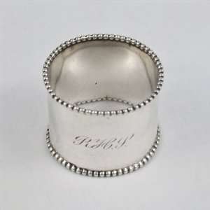 Napkin Ring, Sterling Beaded, Monogram RHL 