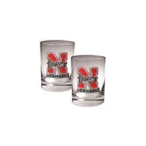  Nebraska Huskers NCAA 2pc Rocks Glass Set Sports 