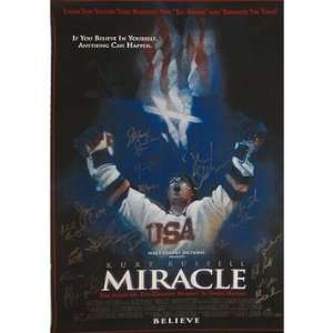  1980 USA Hockey Team Signed Miracle Movie Poster   Free 