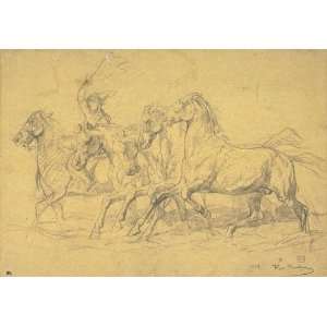   Rosa Bonheur   24 x 16 inches   Five horses at the 