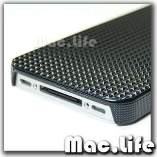 METALLIC BLACK 3D DIAMOND Hard Case Cover for iPhone 4  