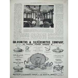  1900 Dining Car Scotch Express Railway Goldsmiths Plate 