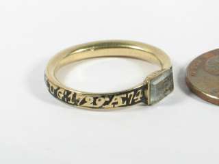ANTIQUE ENGLISH 18K GOLD MOURNING RING DICKENSON c1729  
