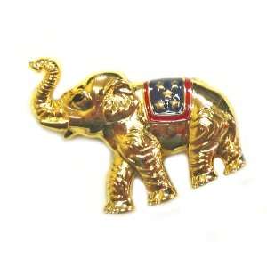 Patriotic American Flag USA Golden Elephant Brooch/Pin