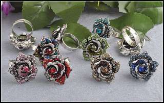 Wholesale 10P Rose Rhinestone VTG Tone Fashion Jewelry Charm Lots new 