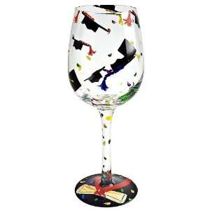 Lolita Hand Painted Wine Glass   Graduation  Kitchen 