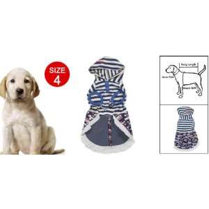   Blue White Stripes Lace Hem Hooded Dress Sz 4 for Puppy: Pet Supplies