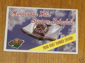 minnesota wild pocket schedule 2006   2007 NHL  