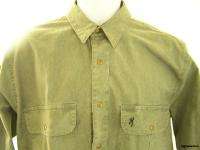BROWNING Mens Long Sleeve Shirt Green size Large snap button L  