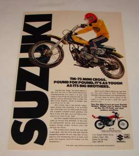 1974 Suzuki TM 75 Mini Cross dirt bike ad page  