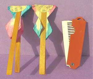   Japan DOLL Size Folding Honeycomb Crepe Hand FANS & Celluloid COMB