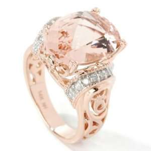  14K Rose Gold Morganite & Diamond Ring: Jewelry