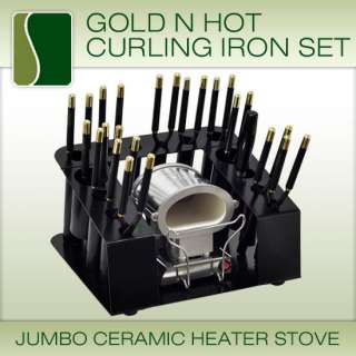 Gold N Hot 15 pc Piece Marcel Curling Flat Iron Jumbo Stove Kit Set 