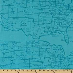  44 Wide I Love Lucy Hollywood At Last Map Blue Fabric By 