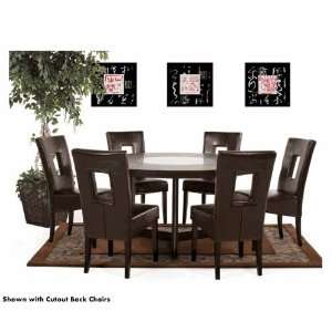   Round Table Set With Mocca Cut Out Back Leather Chairs: Home & Kitchen