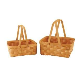  Wald Imports Woodchip Baskets with Folding Handles, Set of 