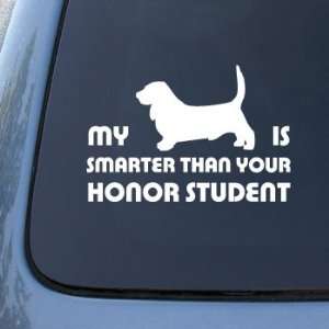 HONOR STUDENT   BASSET HOUND   Dog Decal Sticker #1524  Vinyl Color 