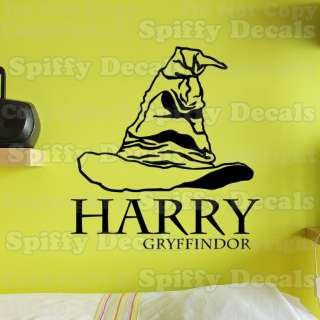 PERSONALIZED SORTING HAT HARRY POTTER NAME & HOUSE Vinyl Wall Decal 
