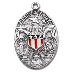   Round 3 Way Saint Christopher Military Protection Medal Jewelry