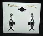 Christian Ichthus Fish Earrings Silver tone New MOC