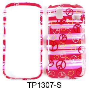   FOR HTC AMAZE 4G TRANS PEACE HEARTS ON PINK Cell Phones & Accessories