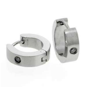  High Polished Stainless Steel Huggie Earrings With One 