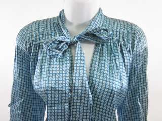 MAYLE Blue Silk Cut Out Sleeve Blouse Shirt Sz 10  