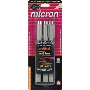  Pigma Micron Pen Set Assorted Sizes 3/Pkg Black: Home 