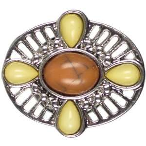  Snap In Style Metal Accent 1/Pkg Oval Cabochon Natural 