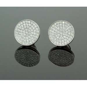  .925 Sterling Silver White Circle White Crystal Micro Pave 