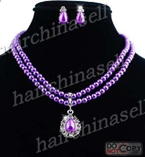 Rhinestone Alloy Imitate Pearl Necklace Earring 6sets Wholesale