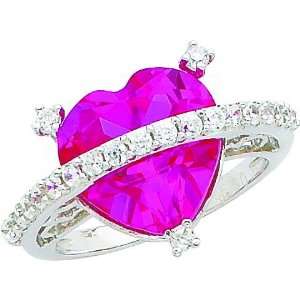  Sterling Silver Cubic Zirconia Heart Ring Sz 6: Jewelry