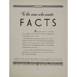 1933 ORIG. Ad IBM Business Machines Corporation Facts   Original Print 
