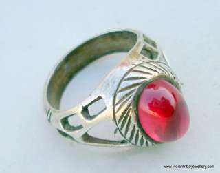 ANTIQUE HANDMADE TRIBAL OLD SILVER OLD GEM STONE RING  