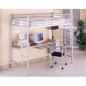    Pangea Imports 87879100932 Metal Loft Bed with Desk