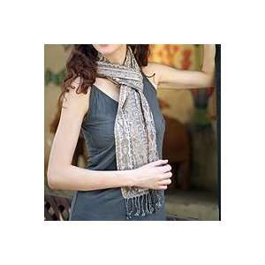  NOVICA Wool scarf, Paisley Aura