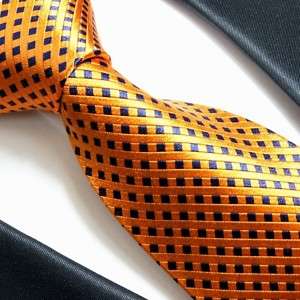310/ New Orange & Navy Paul Malone Silk Necktie  
